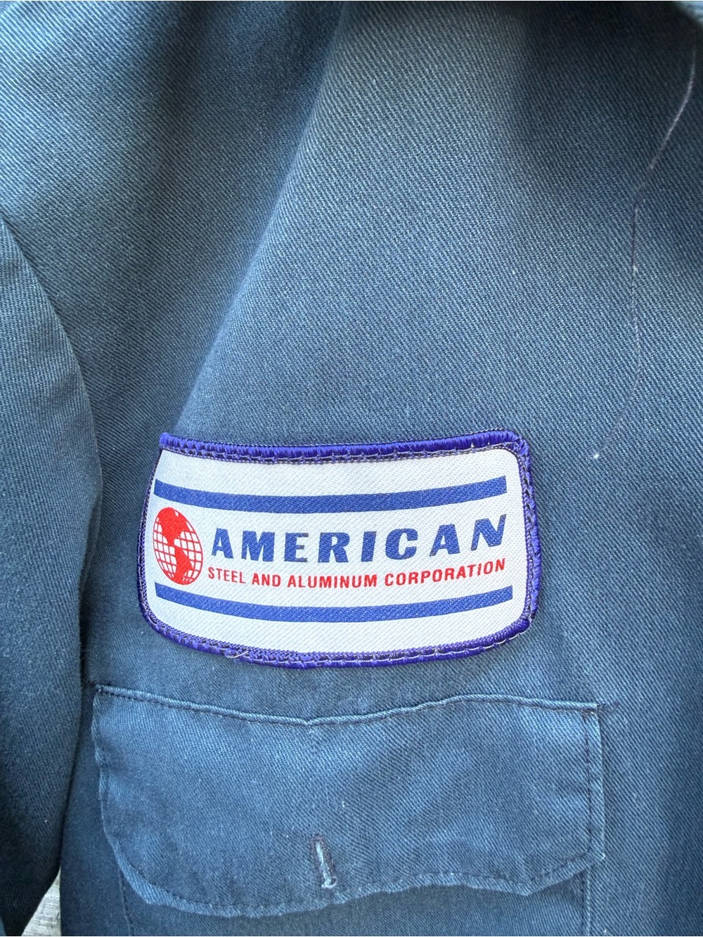 1970’s industrial Dickies Navy Blue Work Shirt with Red Embroidery - Picture 8 of 10